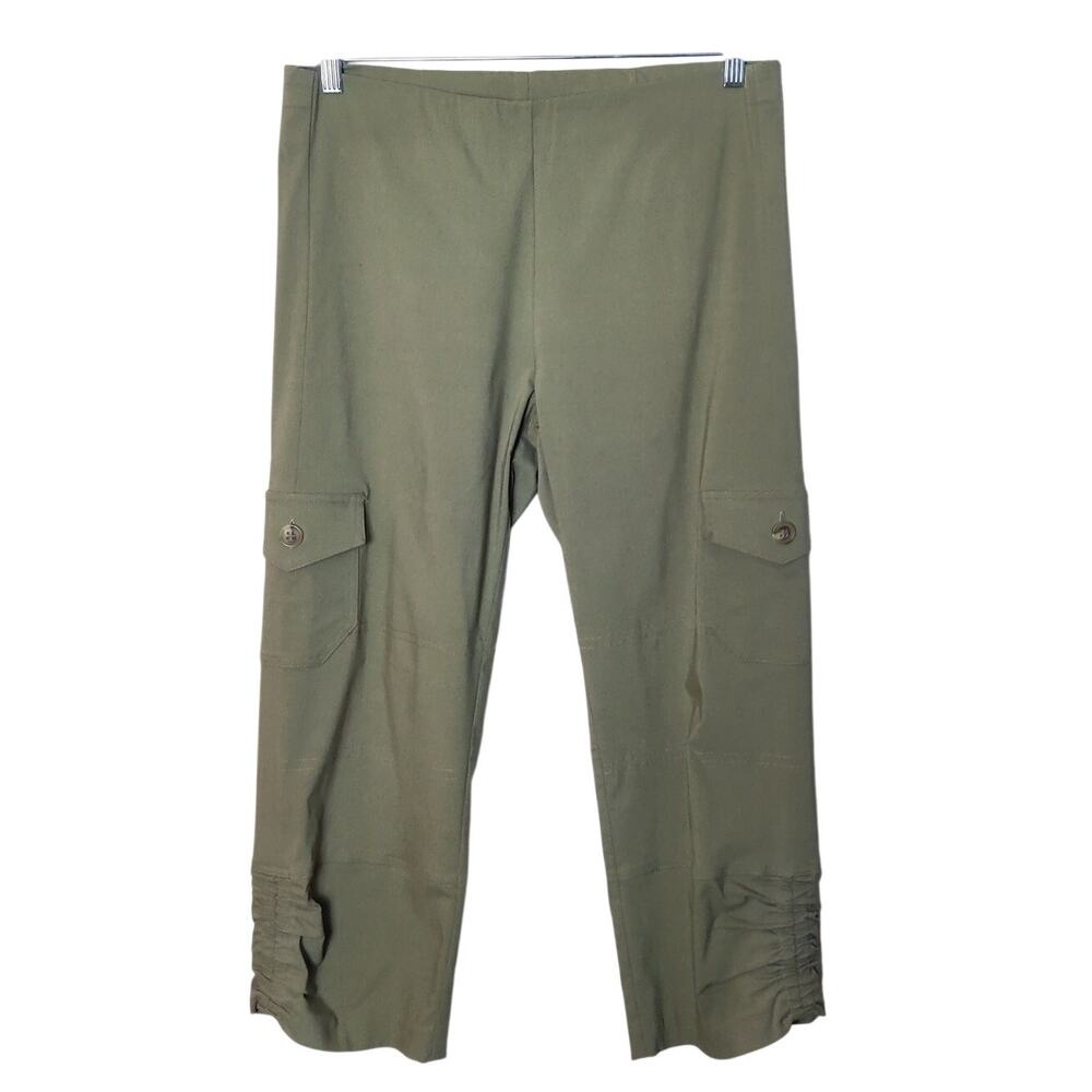 Elliott Lauren Control Stretch Cargo Capris Olive Green 12 High Rise Coastal